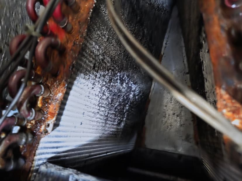 replace furnace coils and housing, and clean furnace wheel