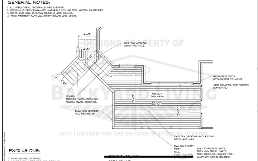 replace deck boards, railing, stairs, and risers with Trex