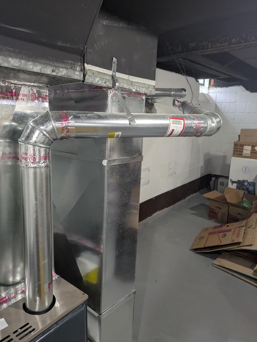 replace furnace and water heater ducting and chimney liner