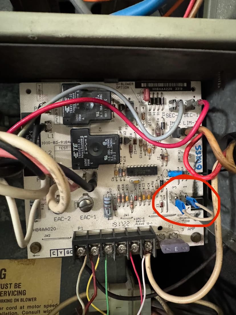 replace a board and run new thermostat wire for HVAC system