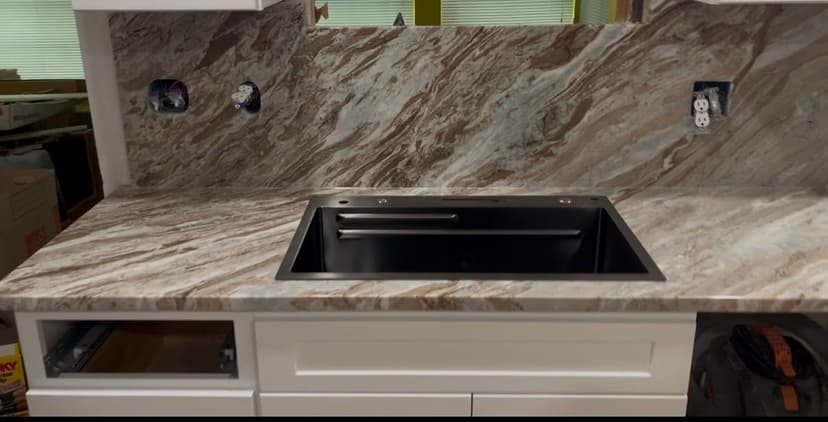 install fantasy brown marble countertops using leftover slabs