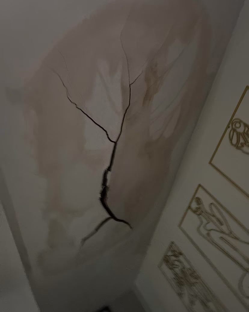 repair a bathroom ceiling, a hallway spot, and paint the bathroom