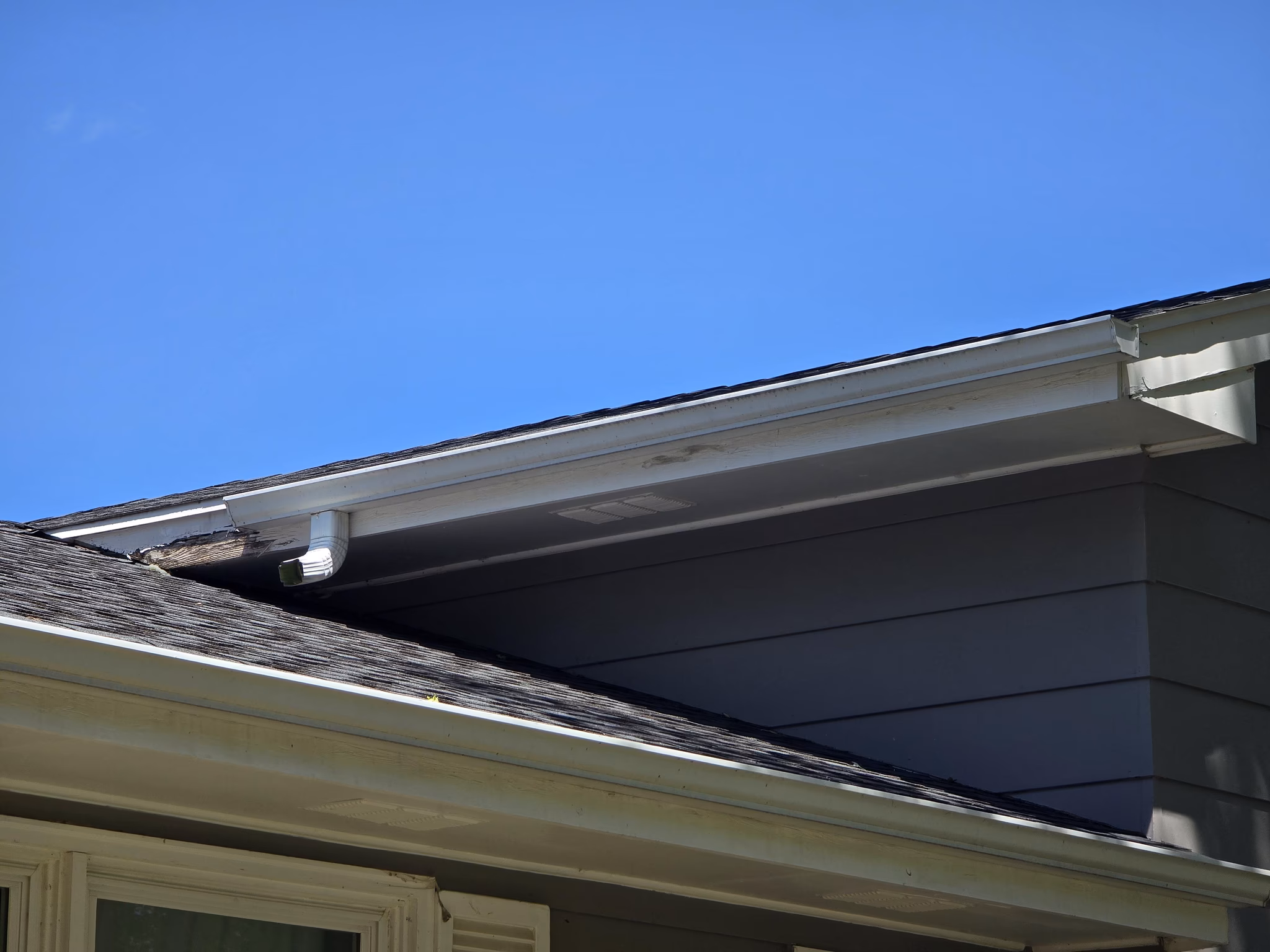 replace a rotten board and reinstall gutter