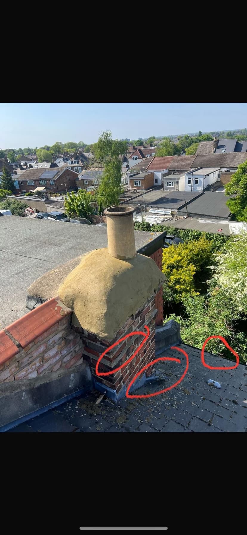 re-point and re-flanch two chimney stacks