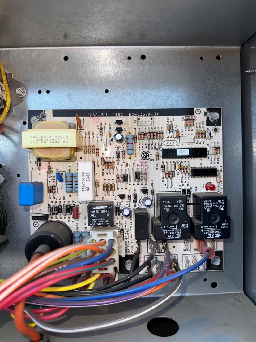 replace control board, clean coil, and perform AC tune-up