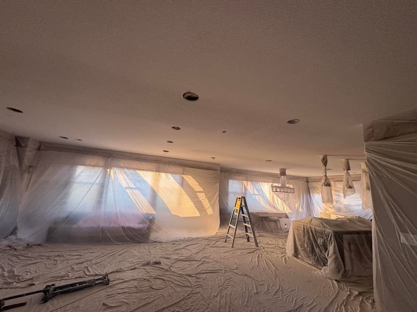 skim coat, float, re-texture, and repaint the entire ceiling