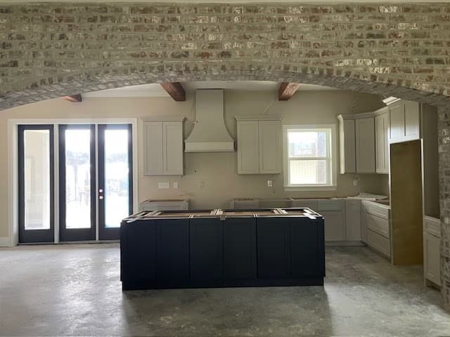 move range hood and stove to center with beams