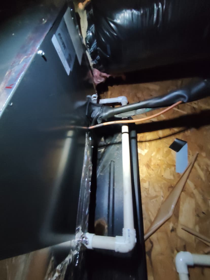 repair HVAC drain line, pan, and evaporator coil