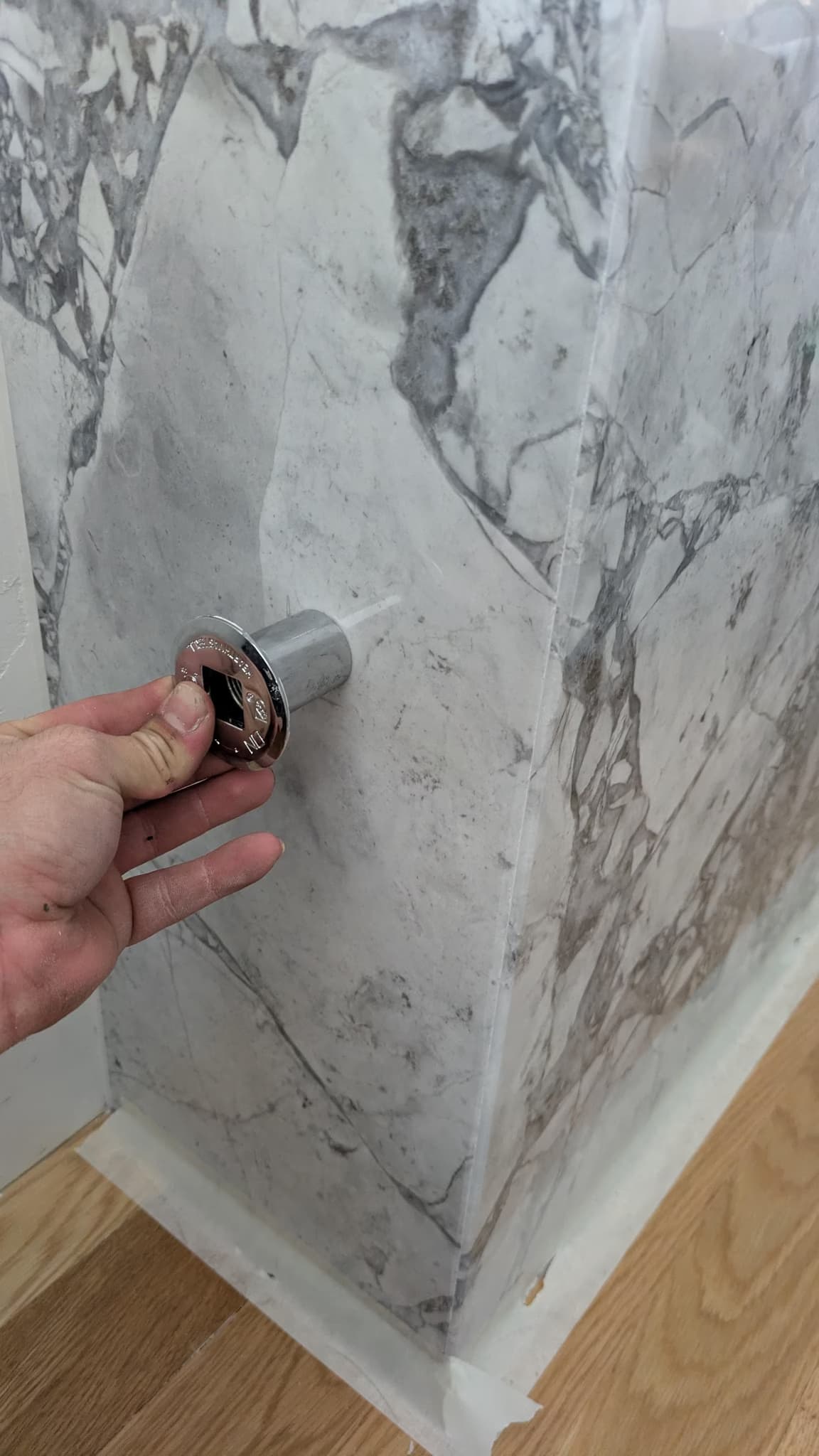 cut and reinstall stone surround for fireplace gas valve access