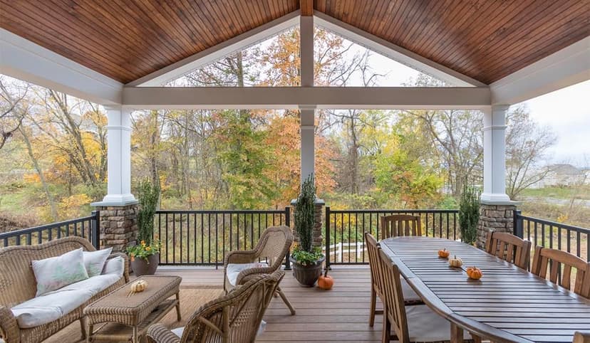 build a 335 sq ft covered composite deck with roof and door replacement