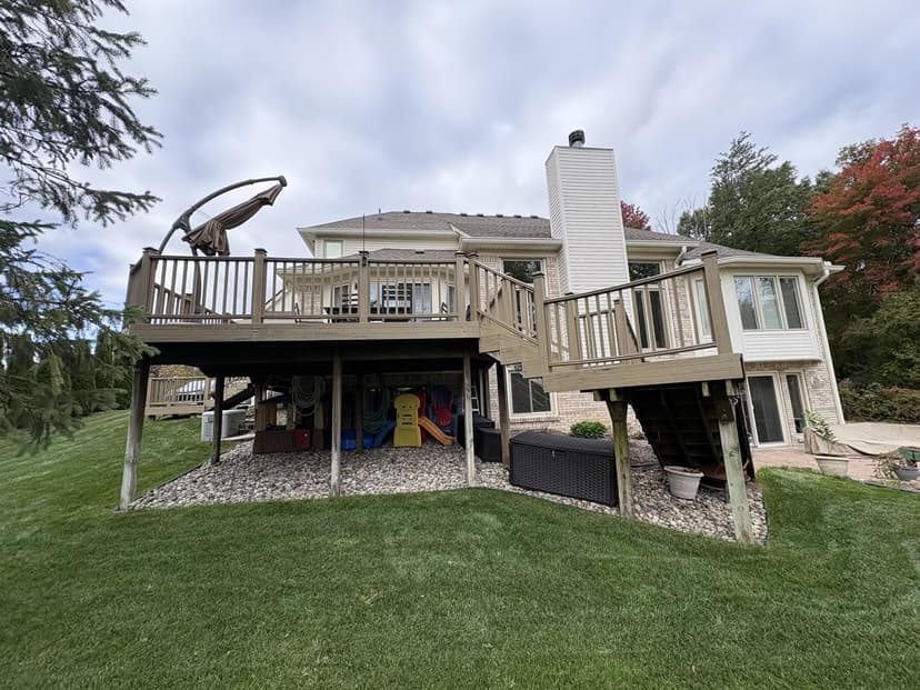 tear out and rebuild a 630 sq ft trex deck with two landings