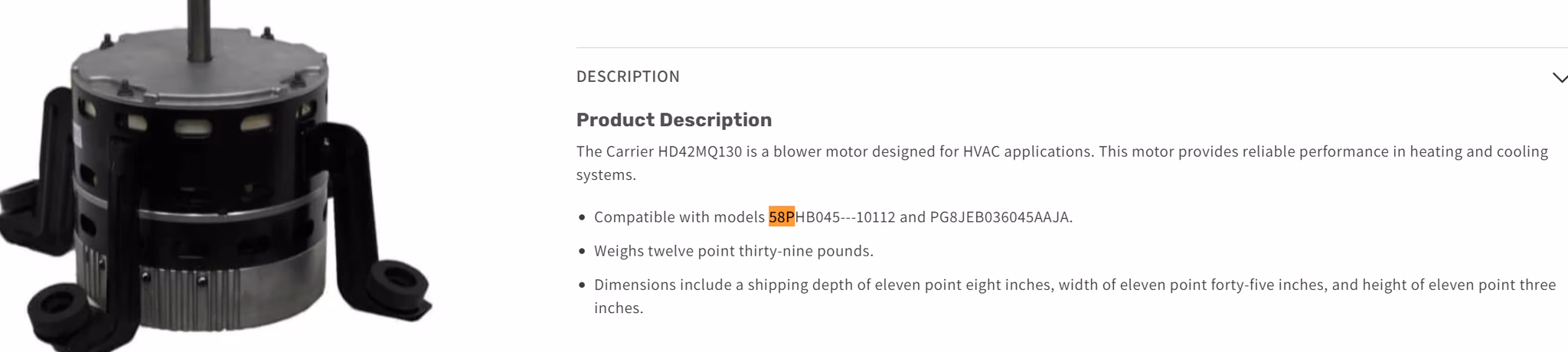 purchase and install an OEM Carrier furnace blower motor