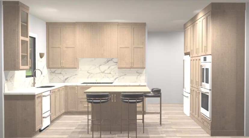 renovate kitchen cabinetry, countertops, and backsplash