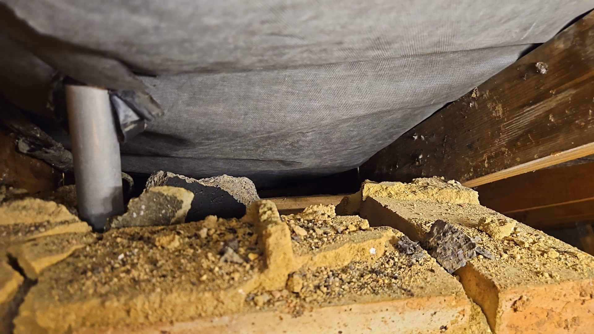 remove chimney stack and perform roof/gutter work