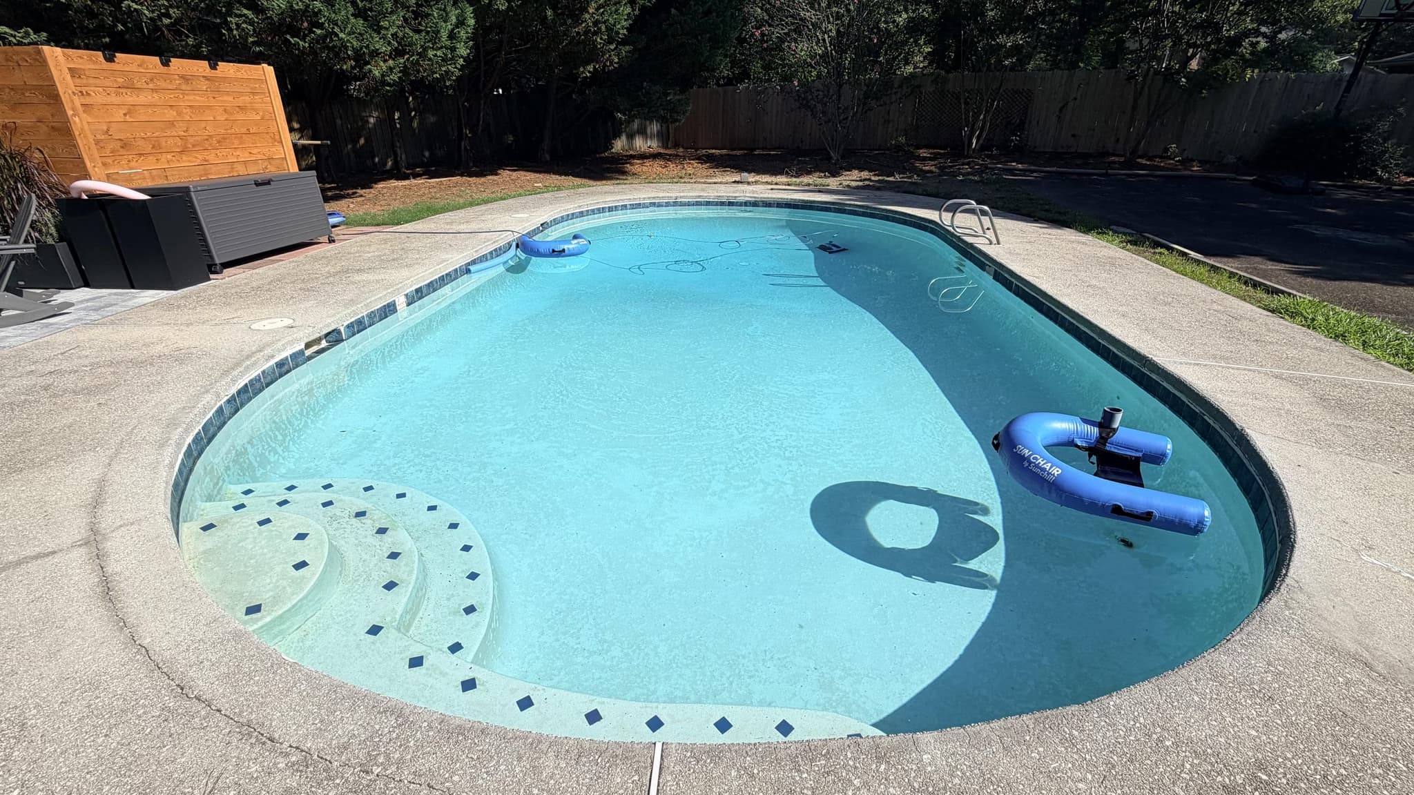 install a swim ledge to replace the metal ladder