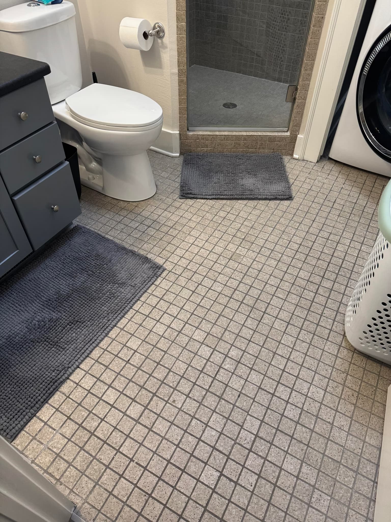 tear out all existing bathroom tile