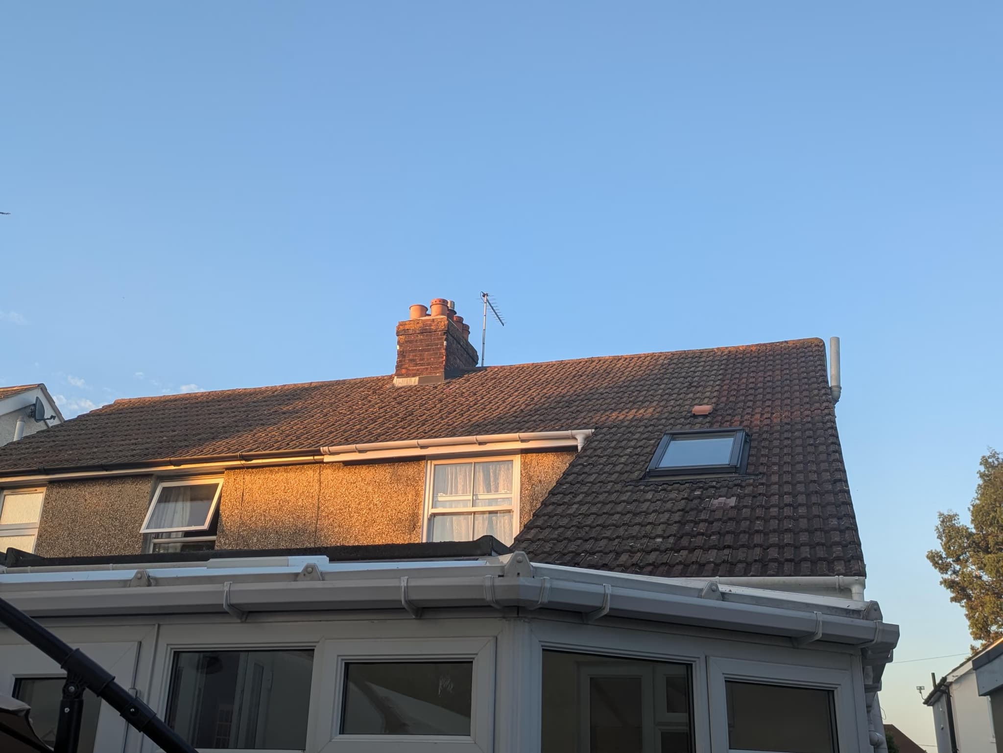 refelt roof, repair verge, and replace lead flashing