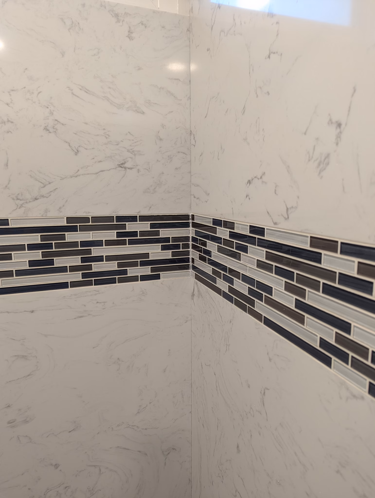 re-caulk shower quartz bathroom walls