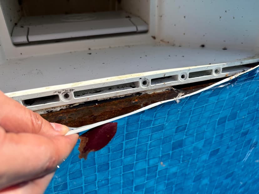 fix a pool leak behind the skimmer cover