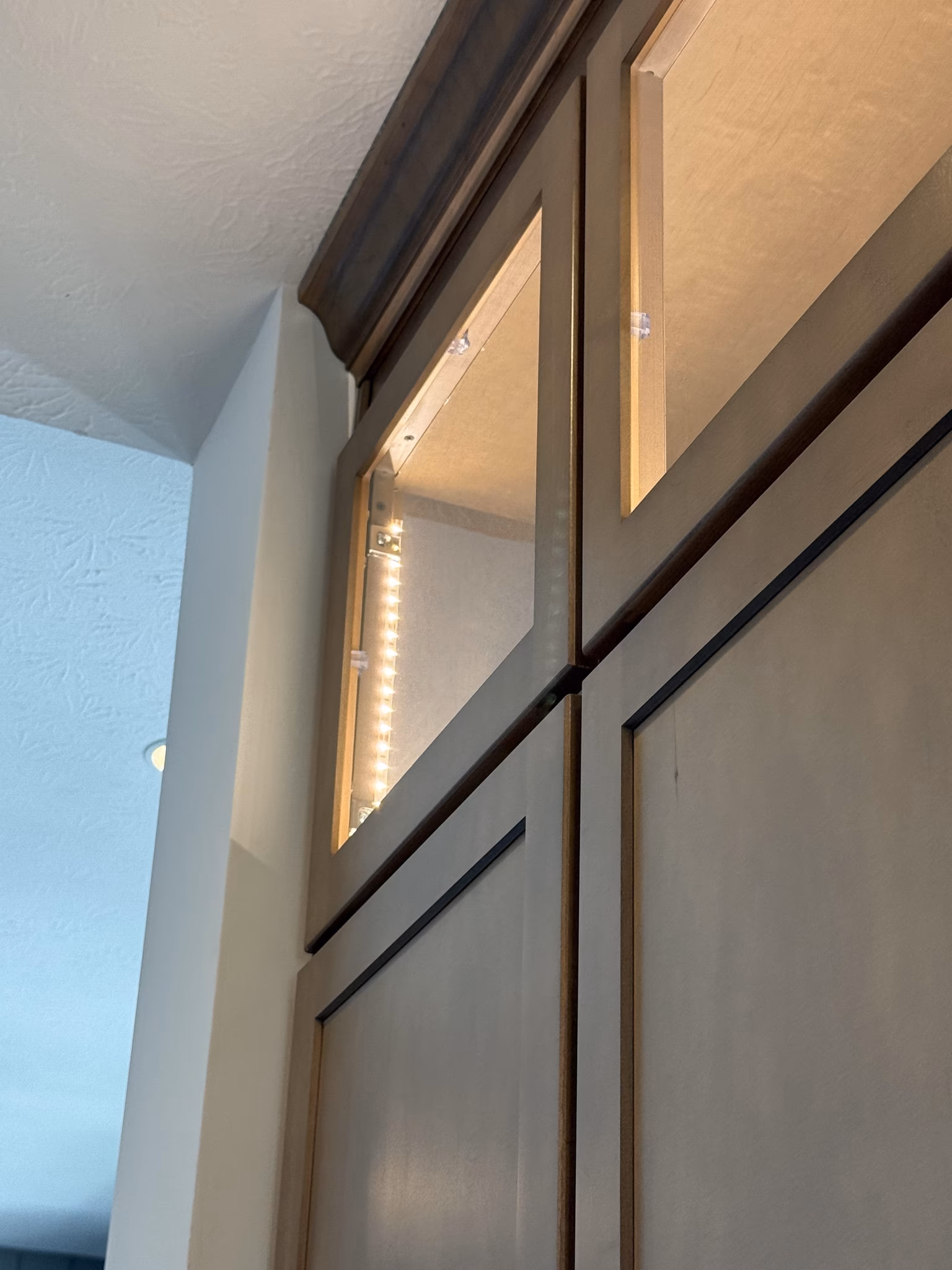 install LED lights in upper kitchen cabinets