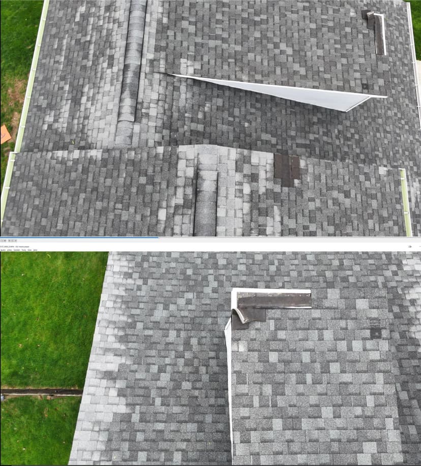 repair wind damaged shingles and flashing around dormer