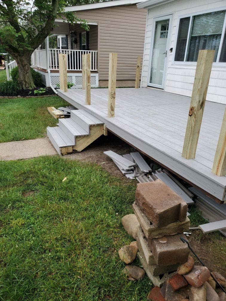 build a 400 sqft Trex enhanced deck with railing and steps