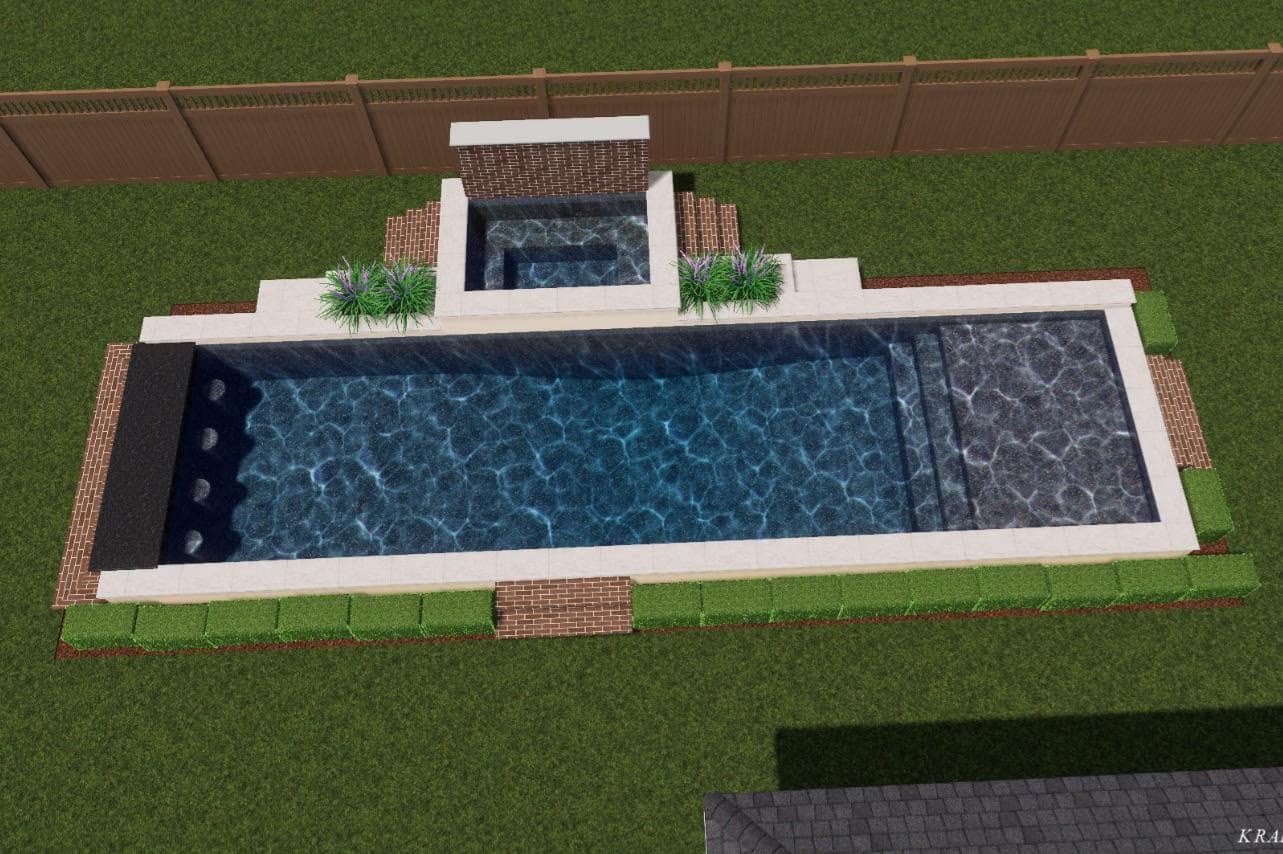 build a 10x40 gunite salt water pool with spa and sun ledge