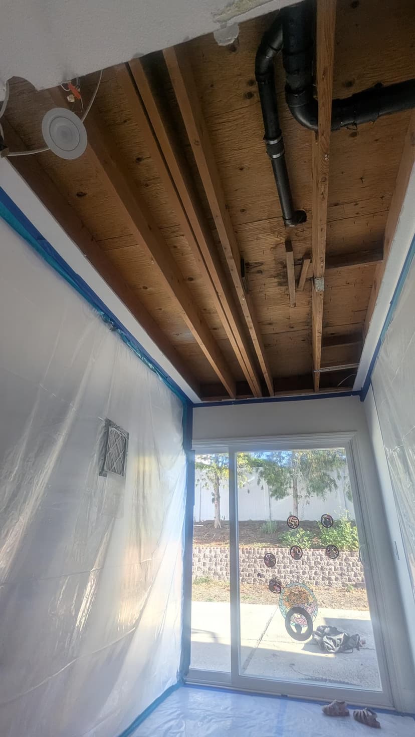 drywall, paint, and baseboards for 2 walls and partial ceiling (8-day timeline)
