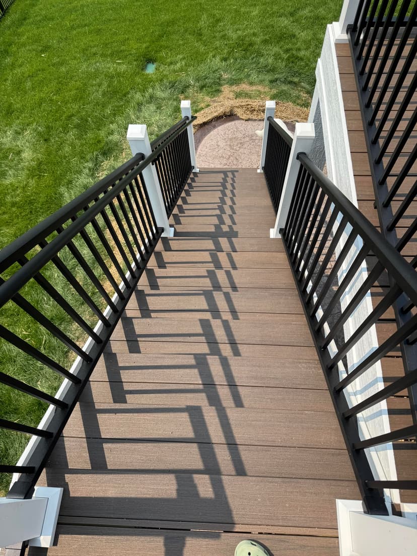 build a 14x28 deck with a stamped concrete patio underneath