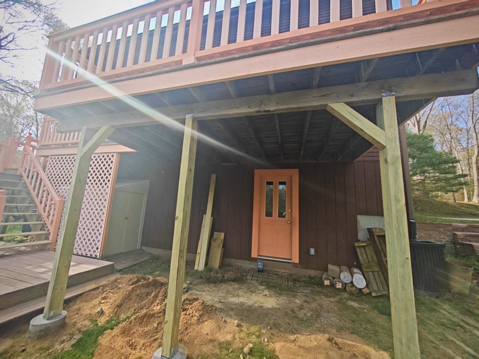 replace deck footers and posts with additional minor repairs