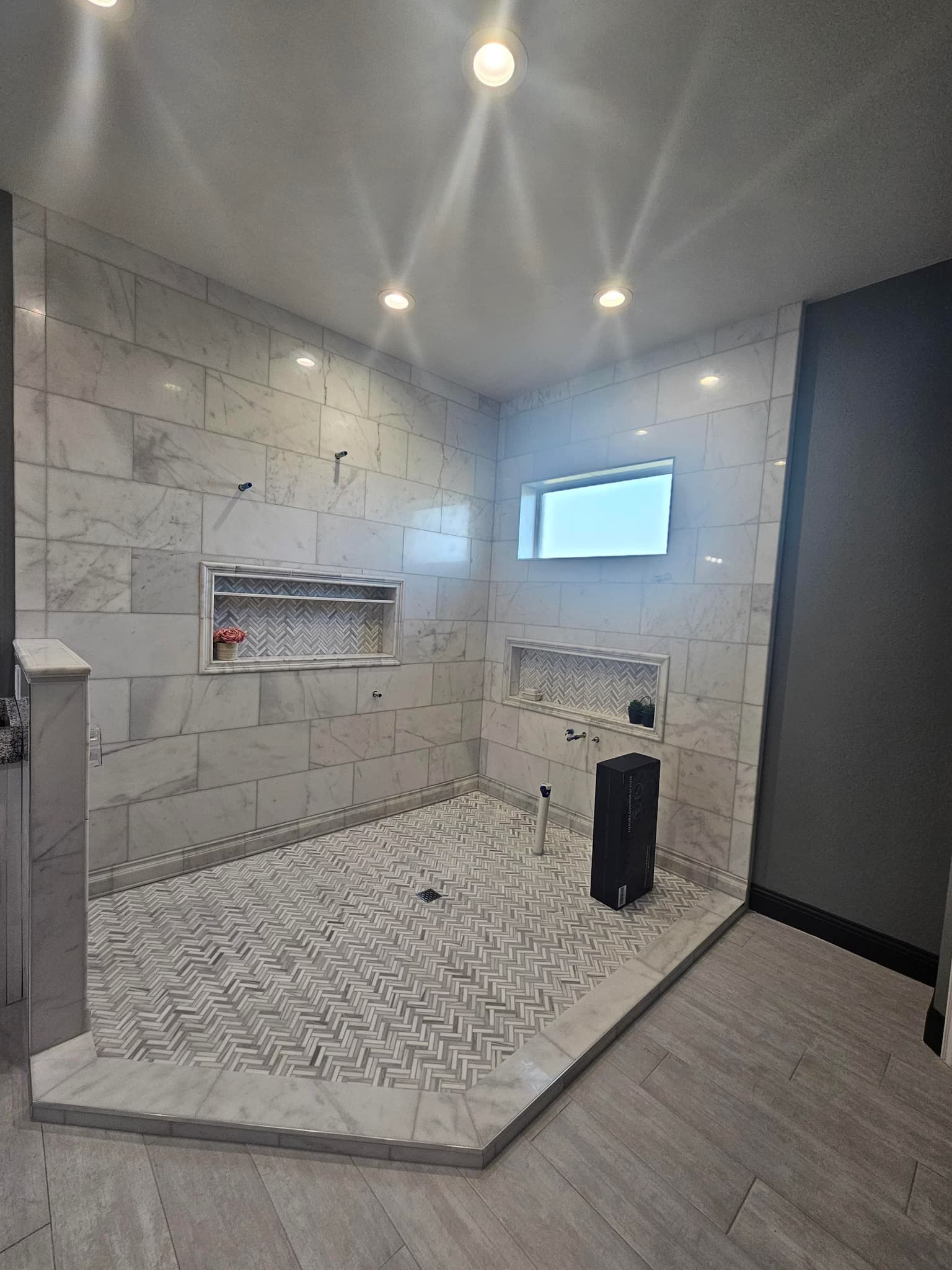 install shower glass with transom and 1/2 inch glass